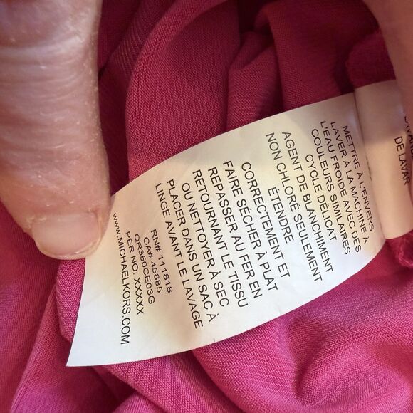 Michael Kors Women’s XL Magenta Pink Zip Front Blouse Roll Tab Sleeves - Picture 12 of 13